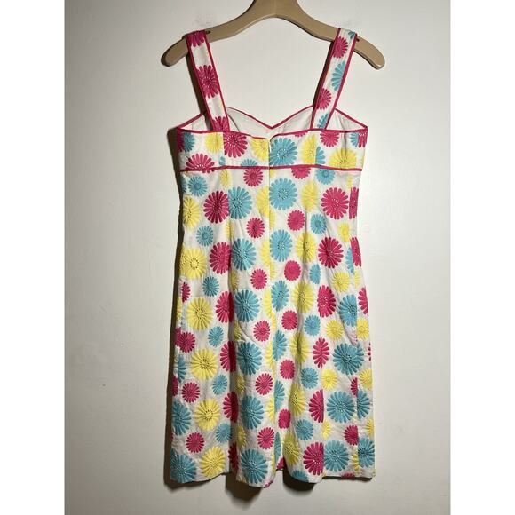 Lilly Pulitzer EUC White Multi Embroidered Daisy Slvless Cotton Summer Dress 4 - Picture 5 of 7